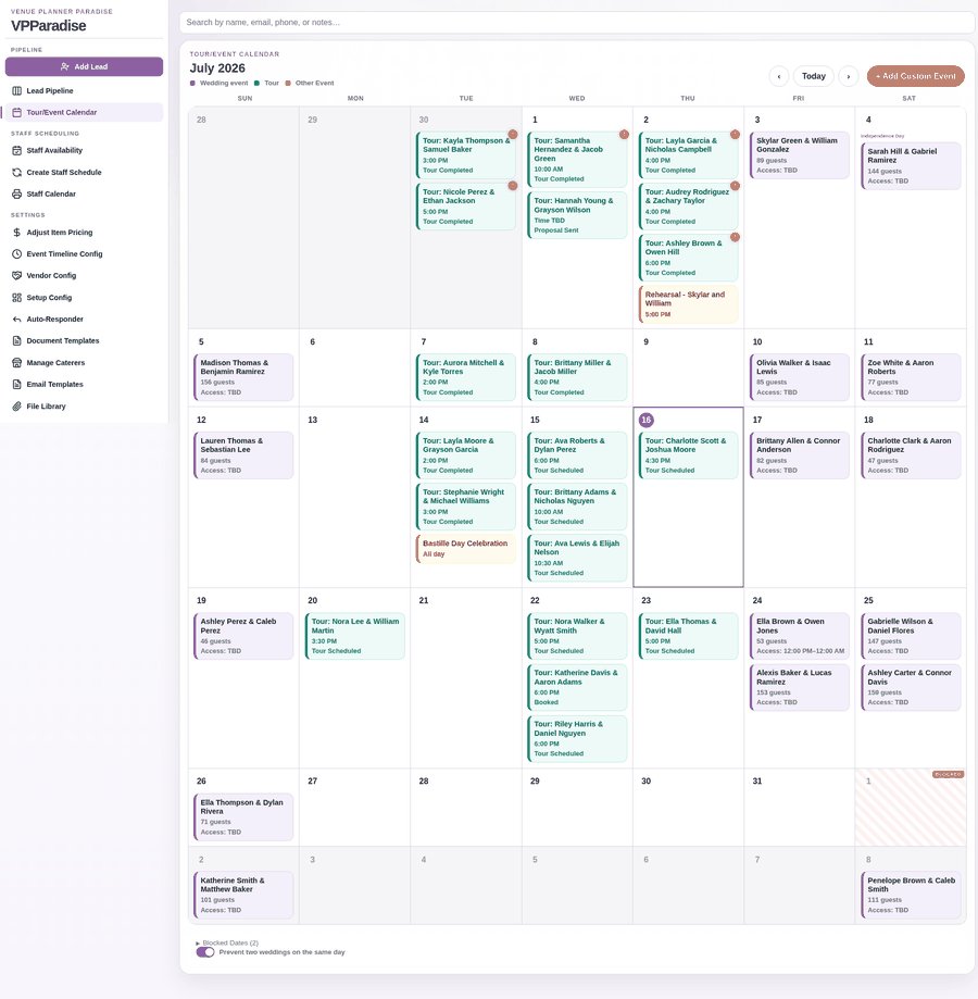 VPParadise tour and event calendar